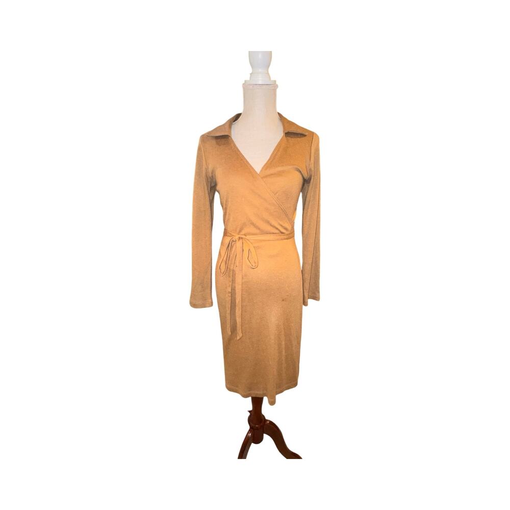 Vintage 90s ABS by Allen Schwartz Wool Angora Wrap Dress Size Medium - Picture 1 of 12